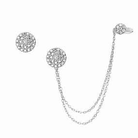Sterling Silver Micro Pave Cuff Circle CZ Earrings