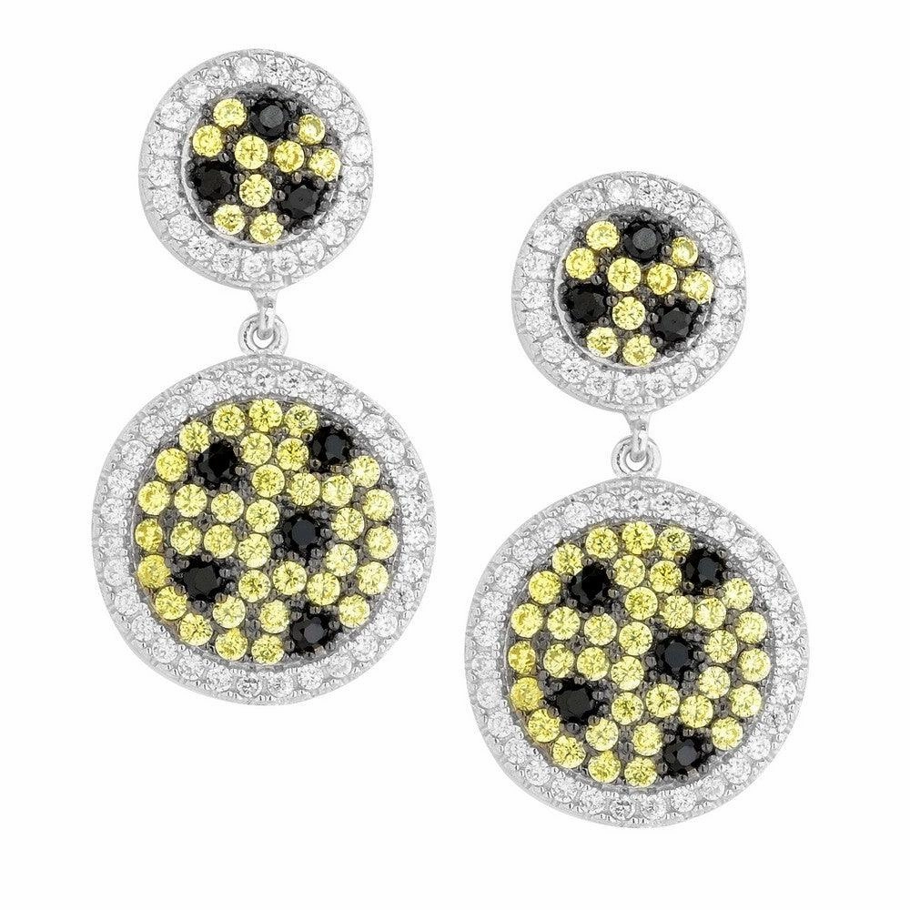 Sterling Silver Micro Pave Shades of Green Earrings