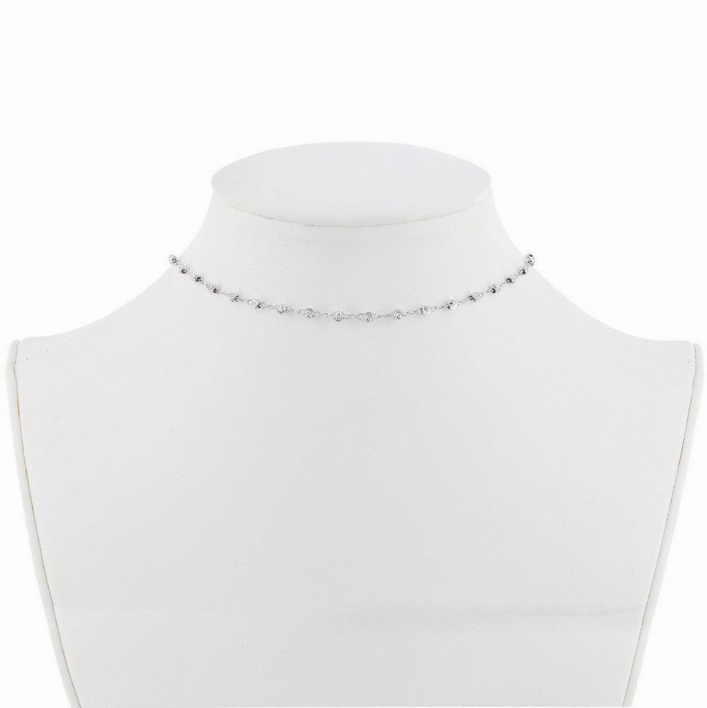Sterling Silver Moon Cut Bead Choker Necklace