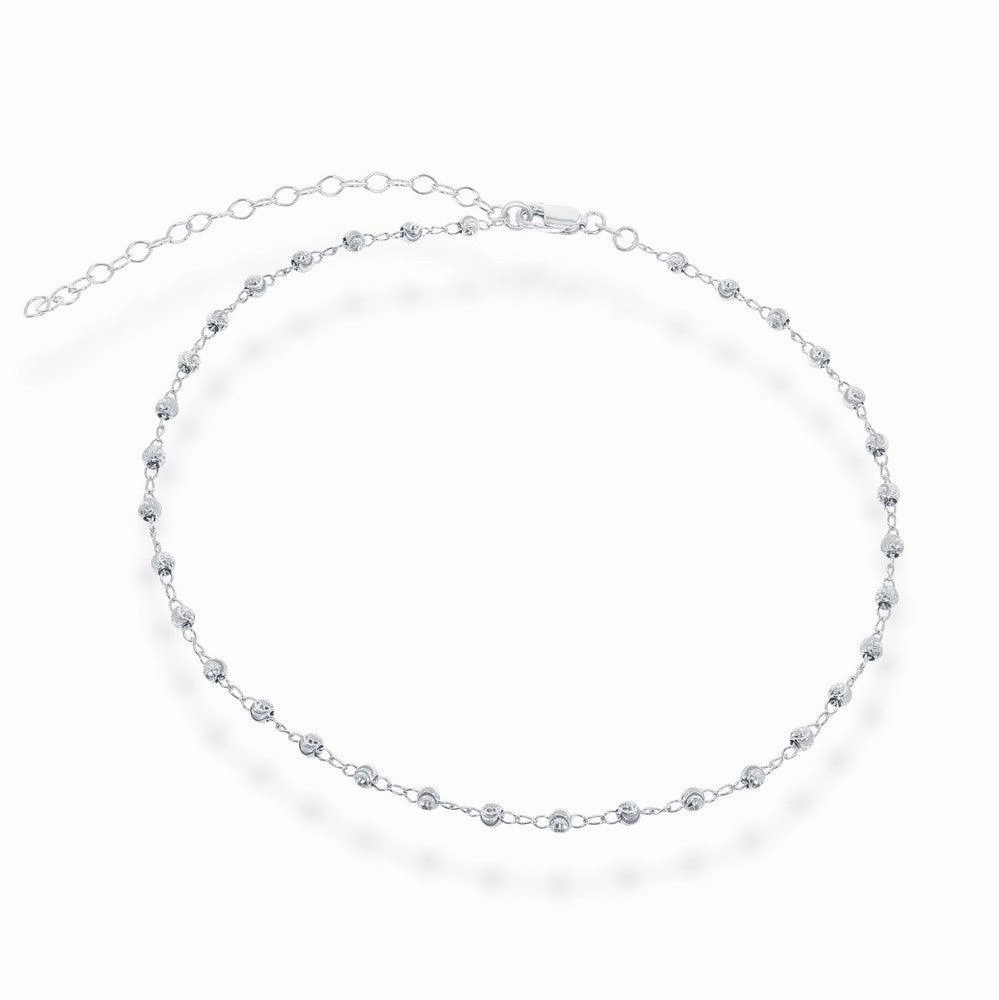 Sterling Silver Moon Cut Bead Choker Necklace