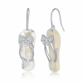 Sterling Silver MOP Mosaic Style Flip Flop Earrings