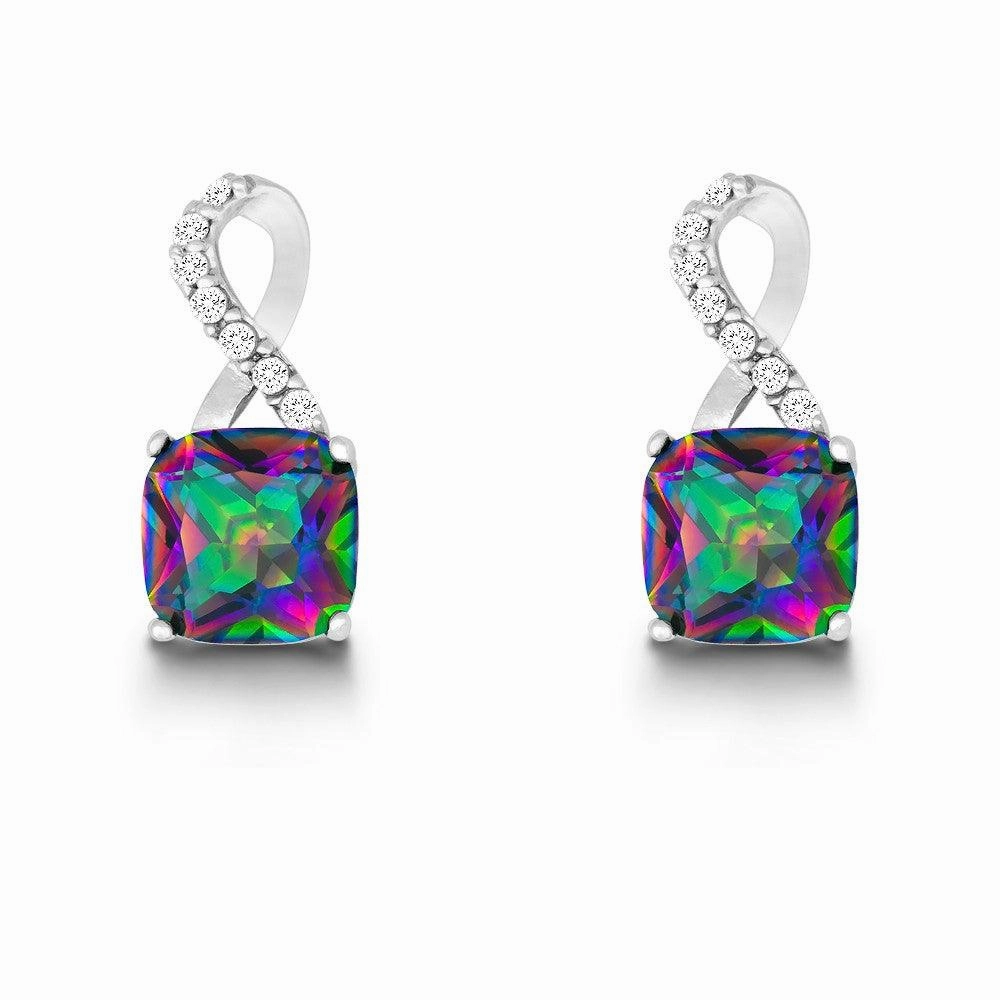 Sterling Silver Multi Half CZ Figure 8 Earrings