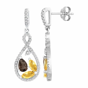 Sterling Silver Multi Marquise Citrine Earrings