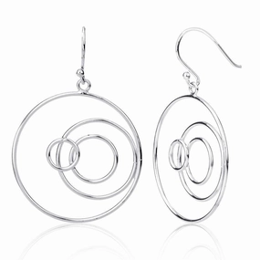 Sterling Silver Multi Open Circles Earrings