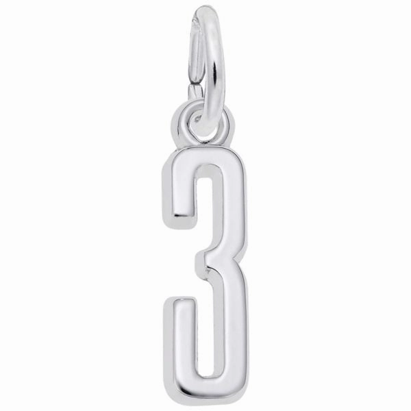 Sterling Silver Number 3 Charm