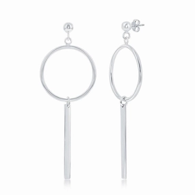 Sterling Silver Open Circle with Bar Earrings