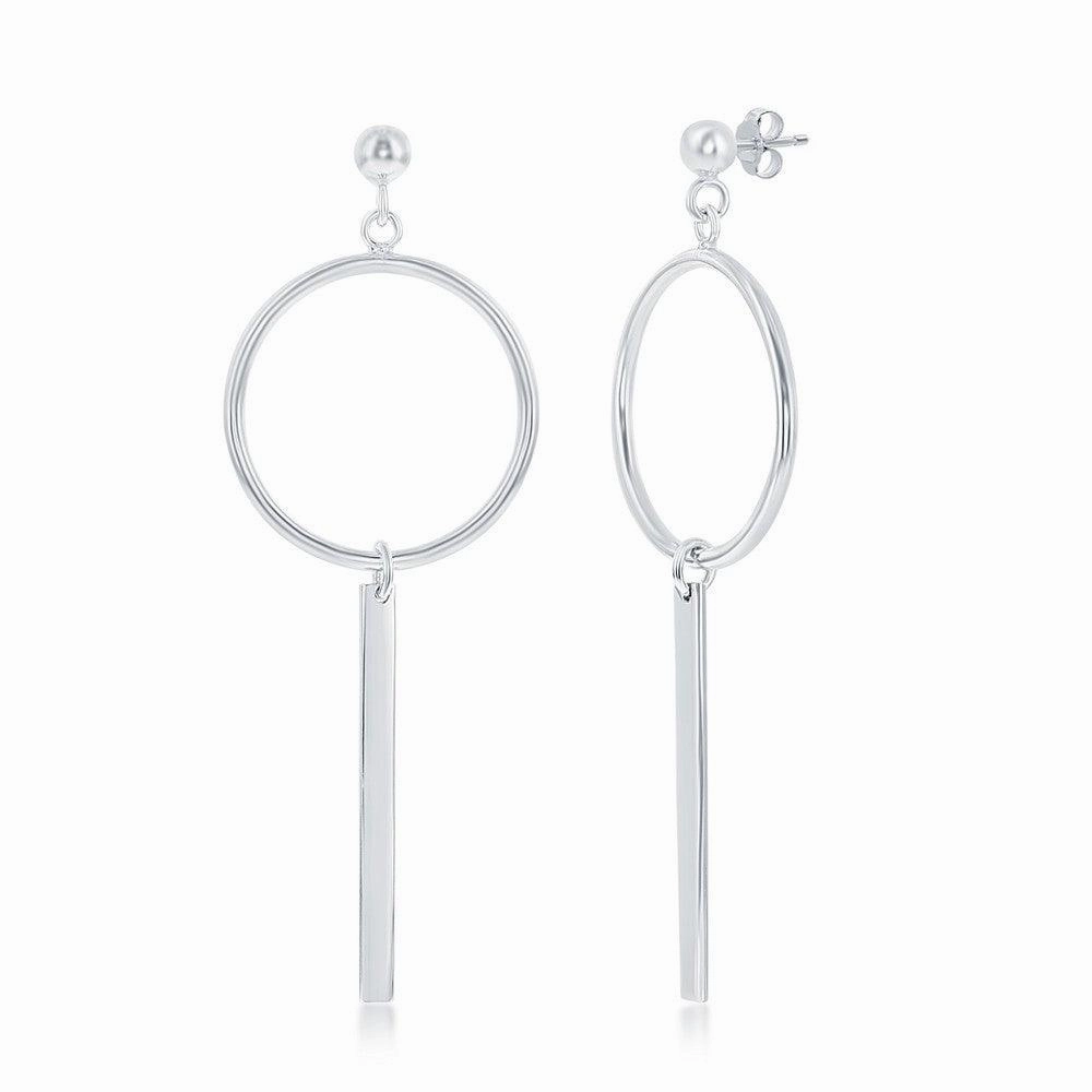 Sterling Silver Open Circle with Bar Earrings