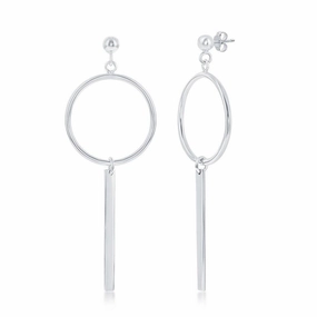 Sterling Silver Open Circle with Bar Earrings