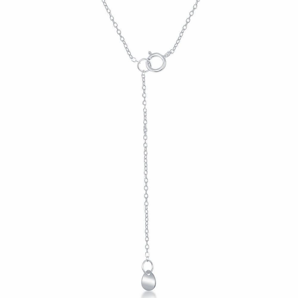 Sterling Silver Open Cricle with Vertical Hanging Bar Lariat Necklace