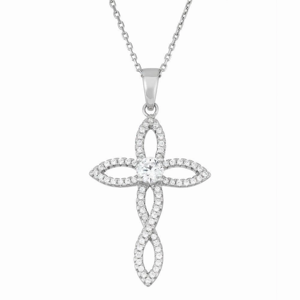 Sterling Silver Open CZ Cross Pendant