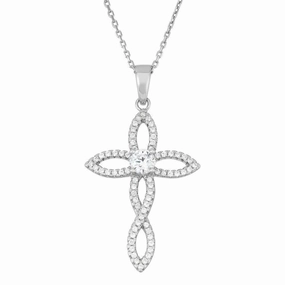 Sterling Silver Open CZ Cross Pendant