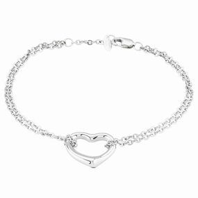 Sterling Silver Open Heart Adjustable Bracelet