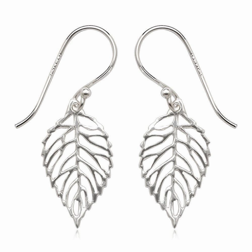 Sterling Silver Open Leaf Earrings