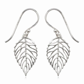 Sterling Silver Open Leaf Earrings