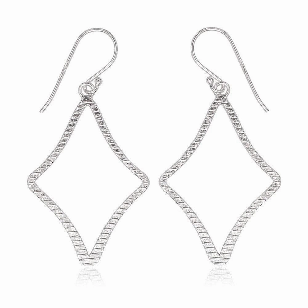 Sterling Silver Open Lined Diamond Shaped Earrings