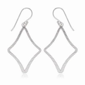 Sterling Silver Open Lined Diamond Shaped Earrings
