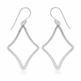 Sterling Silver Open Lined Diamond Shaped Earrings