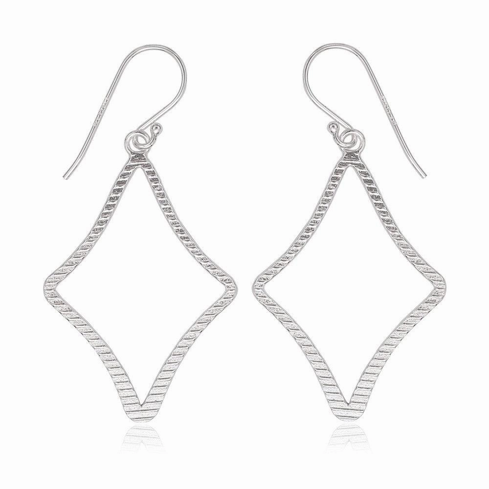 Sterling Silver Open Lined Diamond Shaped Earrings