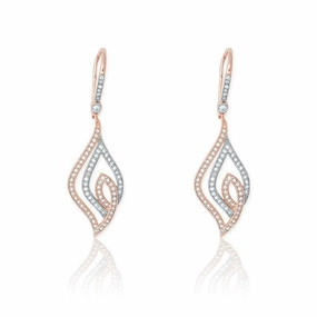 Sterling Silver Open Marquise Shaped Pave Earrings