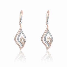 Sterling Silver Open Marquise Shaped Pave Earrings
