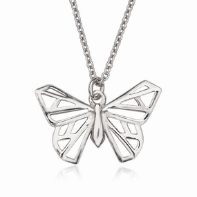 Sterling Silver Open Origami Butterfly Necklace