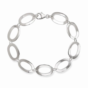 Sterling Silver Open Oval Bracelet, 8"
