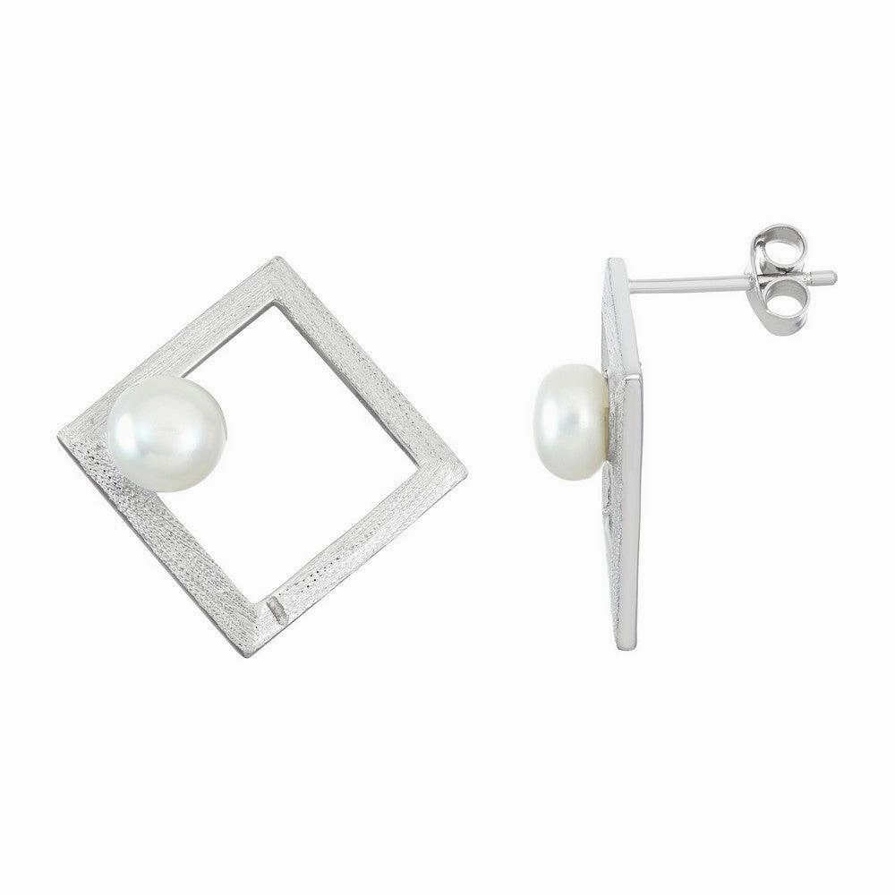 Sterling Silver Open Square with FWP Earrings