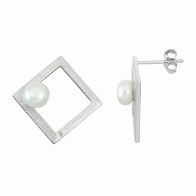 Sterling Silver Open Square with FWP Earrings