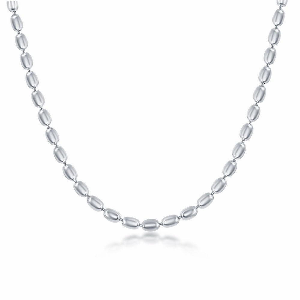 Sterling Silver Oval Bead Chain, 10"