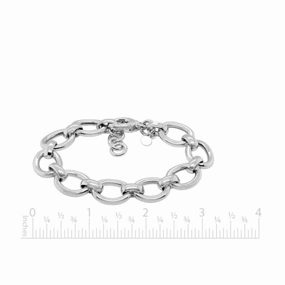Sterling Silver Oval Cable Chain Link Bracelet