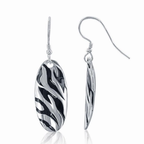 Sterling Silver Oval Zebra Design Earrings