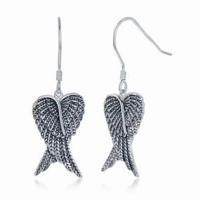 Sterling Silver Pair of Angel Wings Earrings