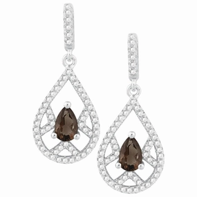 Sterling Silver Pear Quartz White Topaz Earrings