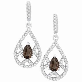 Sterling Silver Pear Quartz White Topaz Earrings