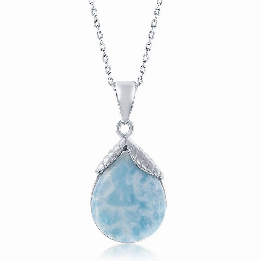 Sterling Silver Pear-Shaped Larimar Pendant