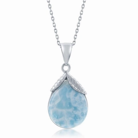 Sterling Silver Pear-Shaped Larimar Pendant