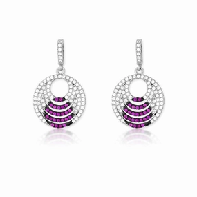 Sterling Silver Pink CZ Micro Pave Circle Earrings