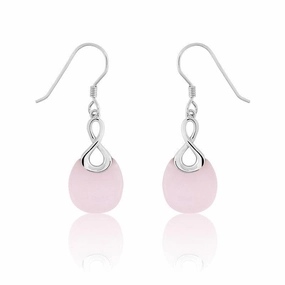 Sterling Silver Pink Infinity Cats Eye Earrings