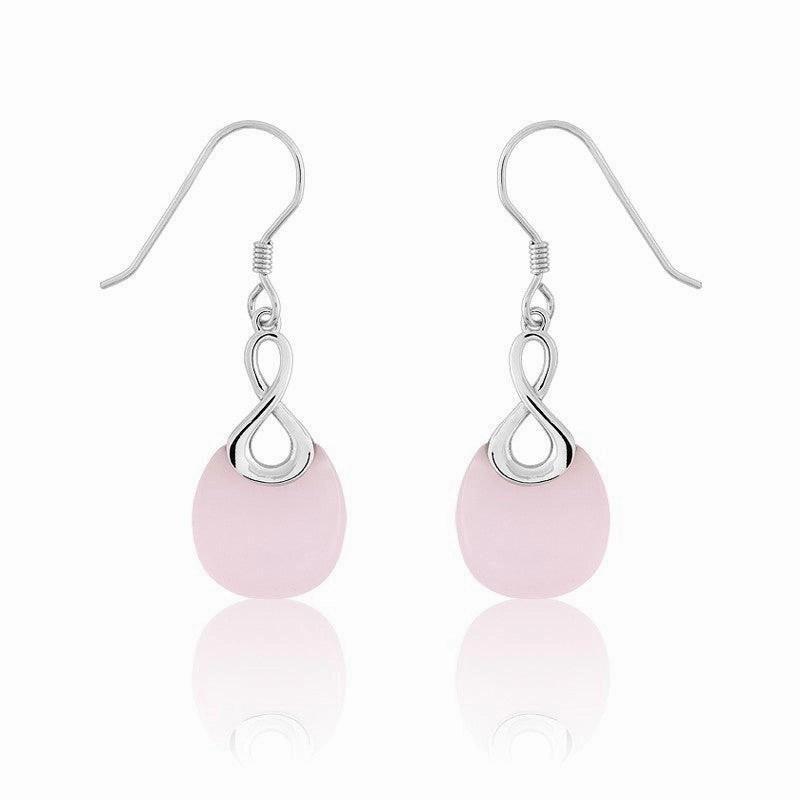Sterling Silver Pink Infinity Cats Eye Earrings
