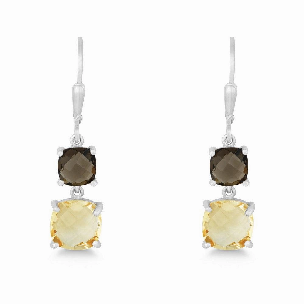 Sterling Silver Prong Set Double Drop Down Earrings