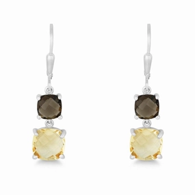 Sterling Silver Prong Set Double Drop Down Earrings