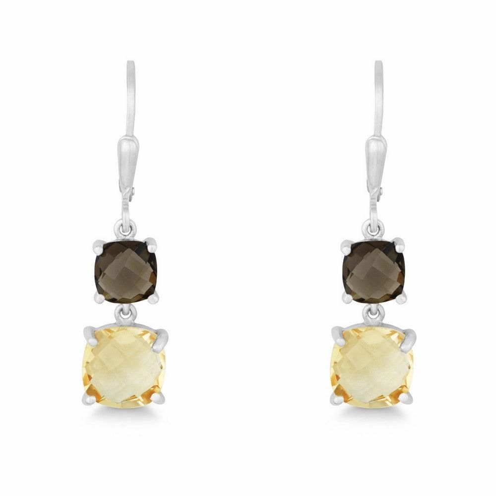 Sterling Silver Prong Set Double Drop Down Earrings