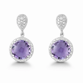 Sterling Silver Purple 9mm Amethyst Earrings