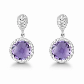 Sterling Silver Purple 9mm Amethyst Earrings