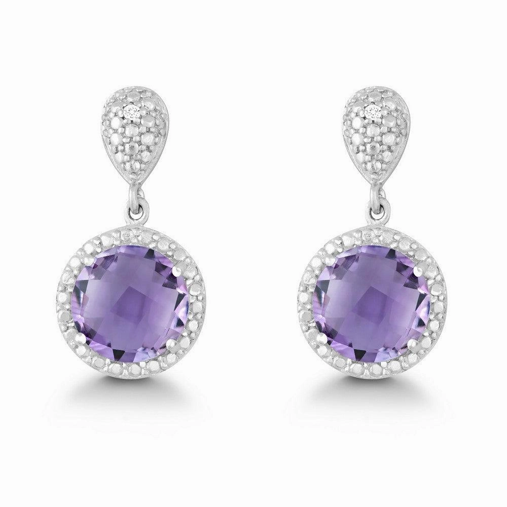 Sterling Silver Purple 9mm Amethyst Earrings