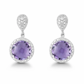 Sterling Silver Purple 9mm Amethyst Earrings