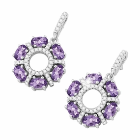 Sterling Silver Purple Oval Amethyst Earrings