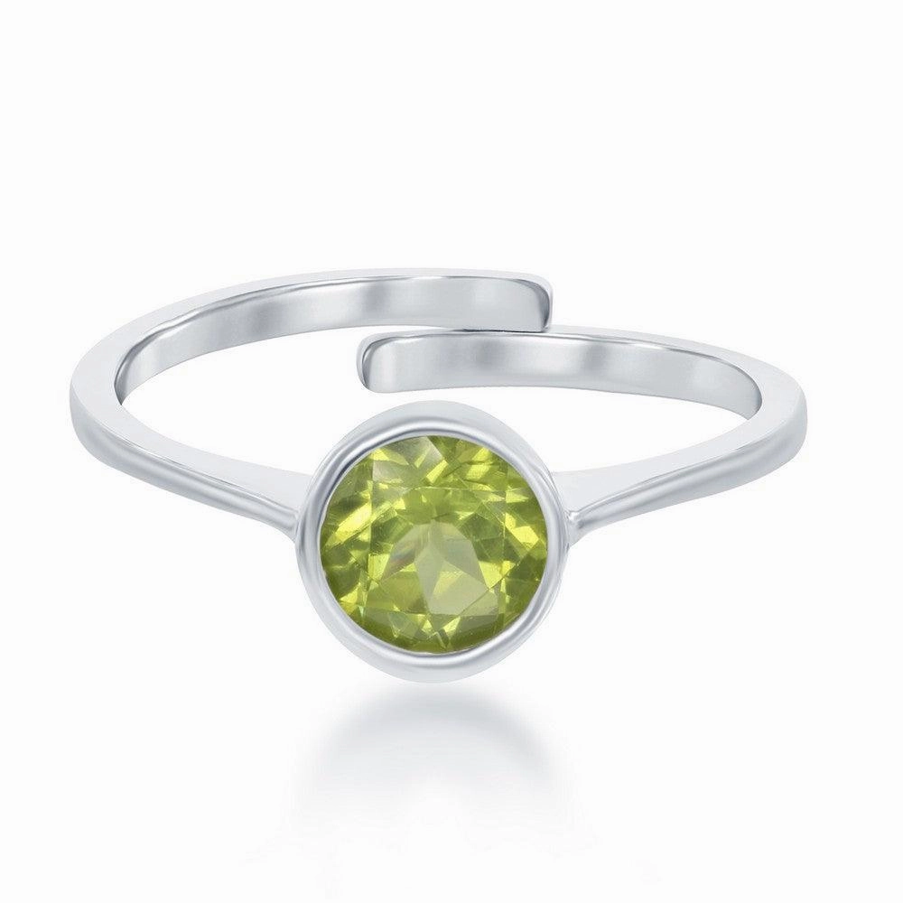 Sterling Silver "August" Peridot Bezel Set Ring