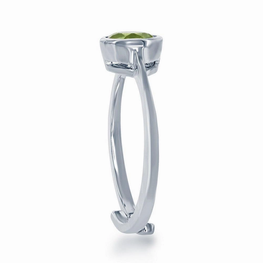Sterling Silver "August" Peridot Bezel Set Ring