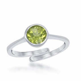 Sterling Silver "August" Peridot Bezel Set Ring